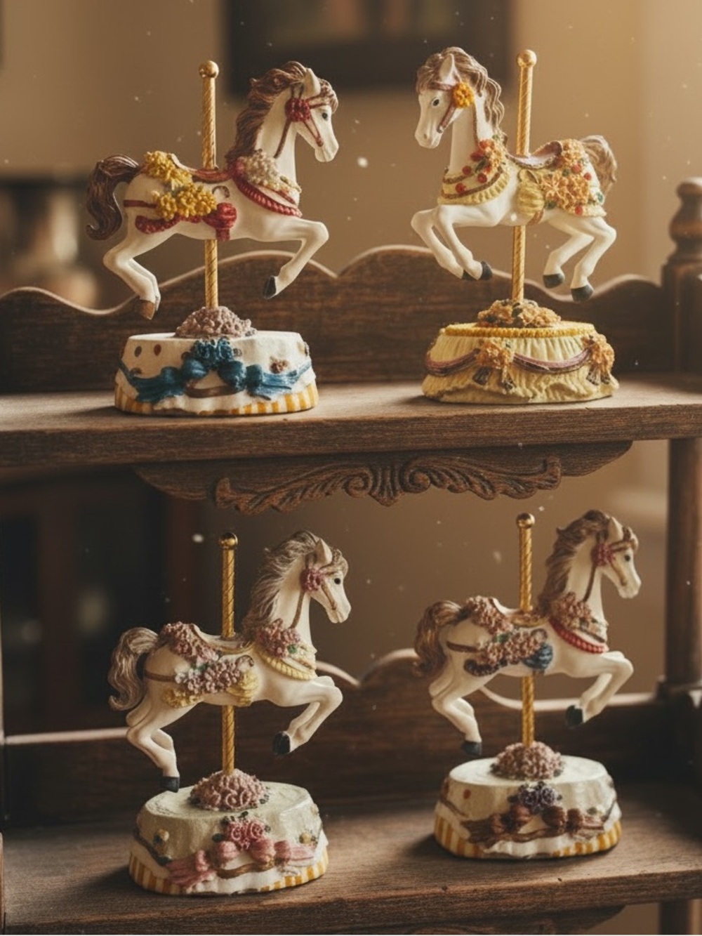 Heritage House carousel Figurines. Set of 4. Collectible